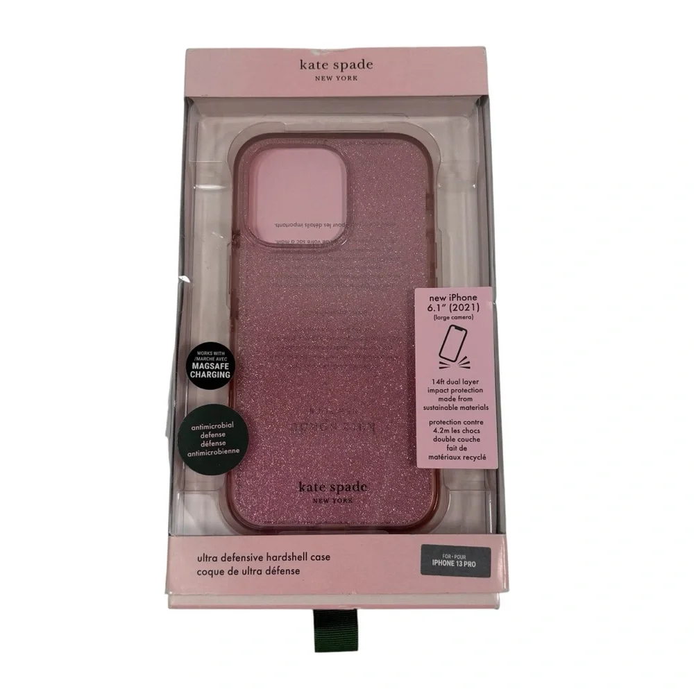 Kate Spade Apple IPhone 6’1” 2021 Large Hardshell Phone Case New Glitter Pink
